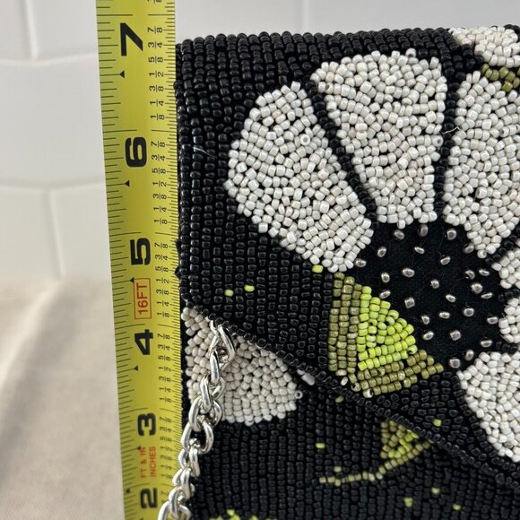 America and Beyond Beaded Clutch/Crossbody - Black, White and Floral - Picture 11 of 13